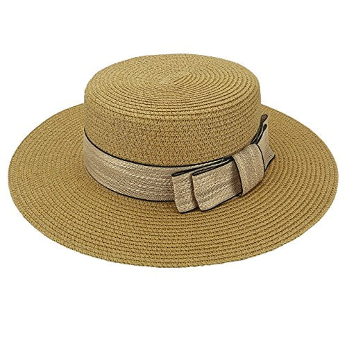 Ayliss Women Bowknot Straw Hat Summer Fedoras Boater Sun Hat Ayliss Women Bowknot Straw Hat Summer Fedoras Boater Sun Hat